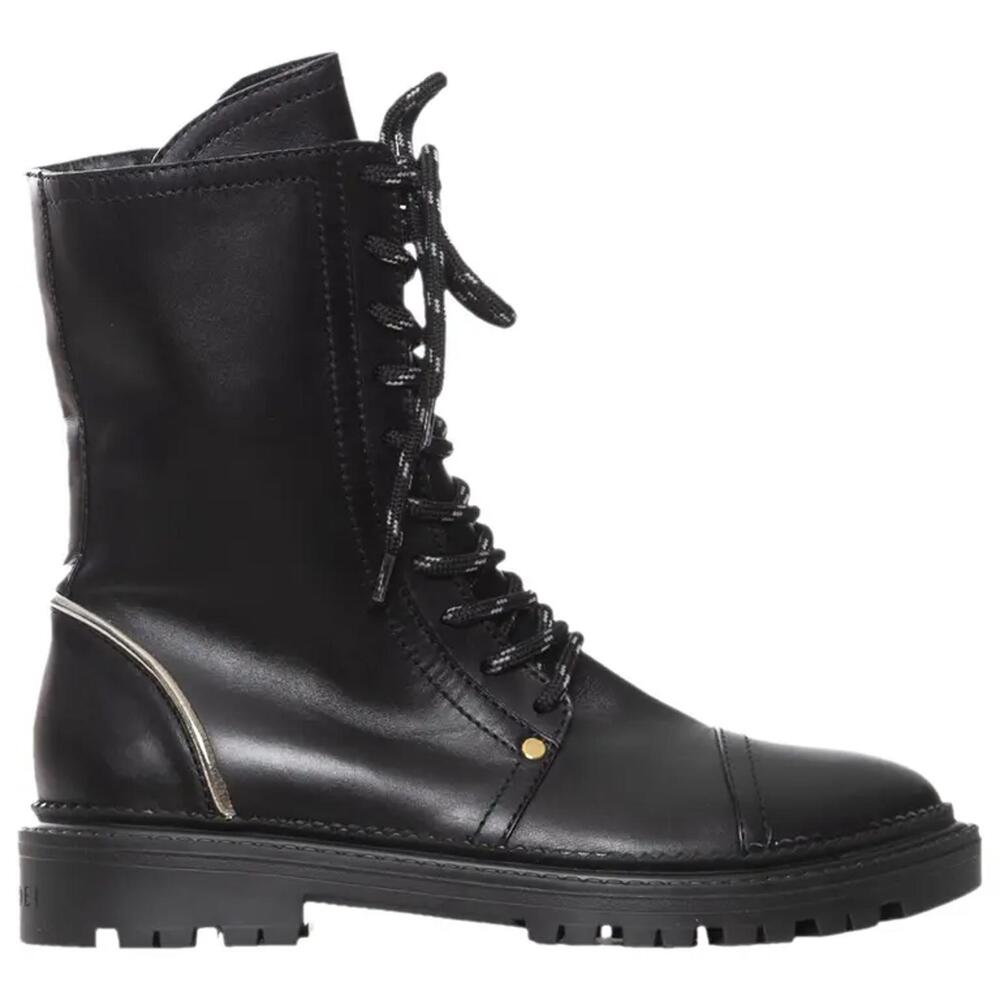 Casadei Love Calf Nero NWB Combat Boot / Lace-Up Leather Boot Women's Size 5